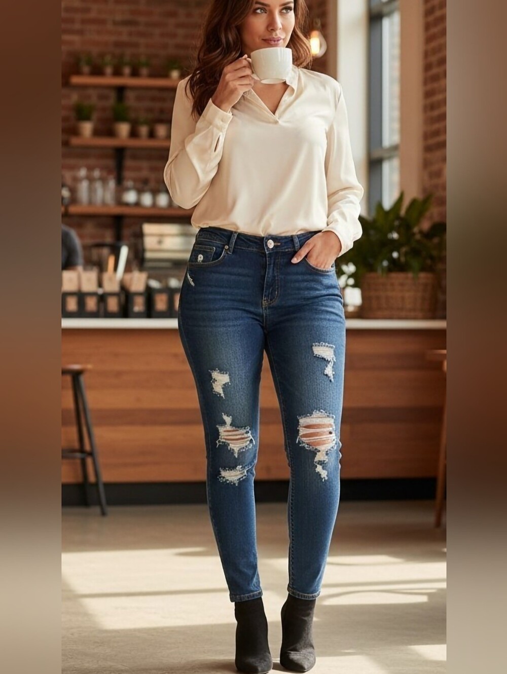 VIP Jeans Juniors Size 15/16 Boyfriend Skinny Stretch Distressed Dark Wash Jeans